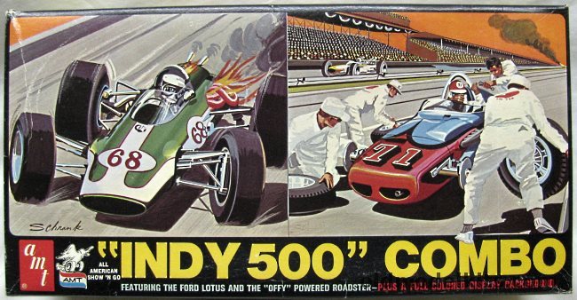 AMT 1/25 Indy 500 Combo / Ford Lotus and Offy Powered Roadster and Diorama Background, T362-300 plastic model kit